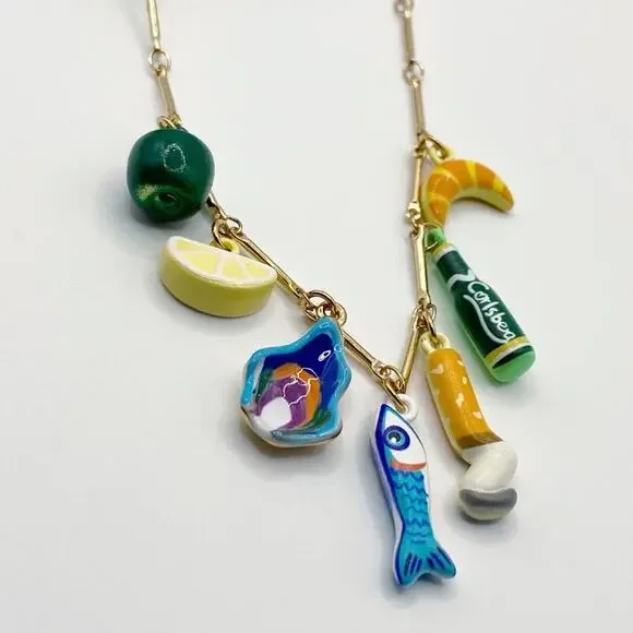 NEW Sardines & Cigarettes Ceramic Charm Layering Necklace - Picture 6 of 8
